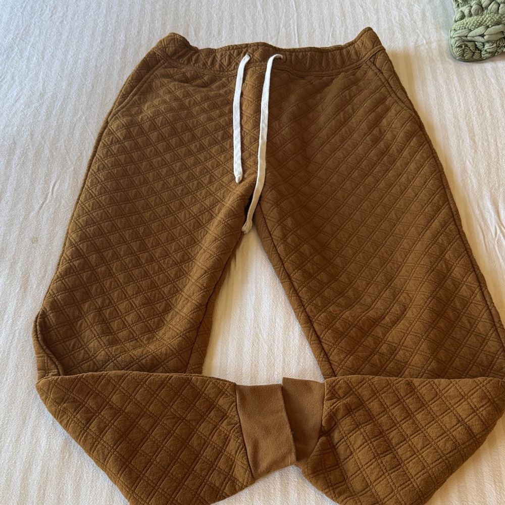 Madewell Quilted Brown Jogger Pants with White Drawstring